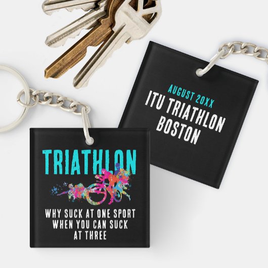 Leuke Sarcastische Kleurrijke Triathlon Paint Sple Sleutelhanger