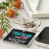 Leuke Sarcastische Kleurrijke Triathlon Paint Sple Sleutelhanger (Voorkant Rechts)