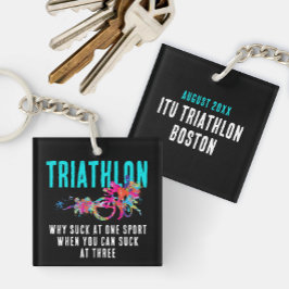 Leuke Sarcastische Kleurrijke Triatlon Verfspetter Sleutelhanger
