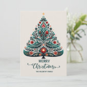 Leuke Scandinavische kerstboom grillig Feestdagenkaart (Staand voorkant)