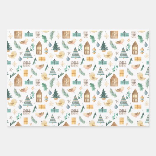 Leuke Scandinavische kerstboom Inpakpapier Vel (Voorkant 2)