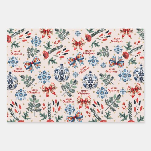 Leuke Scandinavische Kerstmis Gezellig Inpakpapier Vel (Voorkant 3)