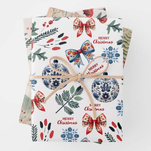 Leuke Scandinavische Kerstmis Gezellig Inpakpapier Vel (In situ)