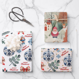 Leuke Scandinavische Kerstmis Gezellig Inpakpapier Vel