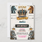 Leuke Schaakkoning en Koningin Spel Nacht 13e Verj Kaart (Voorkant)