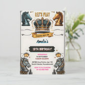 Leuke Schaakkoning en Koningin Spel Nacht 13e Verj Kaart (Staand voorkant)