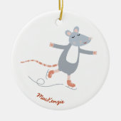 Leuke schaatsmuis gepersonaliseerd keramisch ornament (Voorkant)