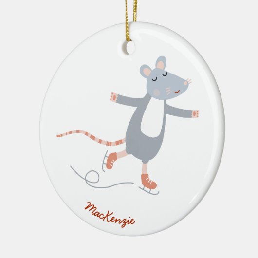 Leuke schaatsmuis gepersonaliseerd keramisch ornament (Links)
