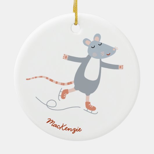 Leuke schaatsmuis gepersonaliseerd keramisch ornament (Achterkant)