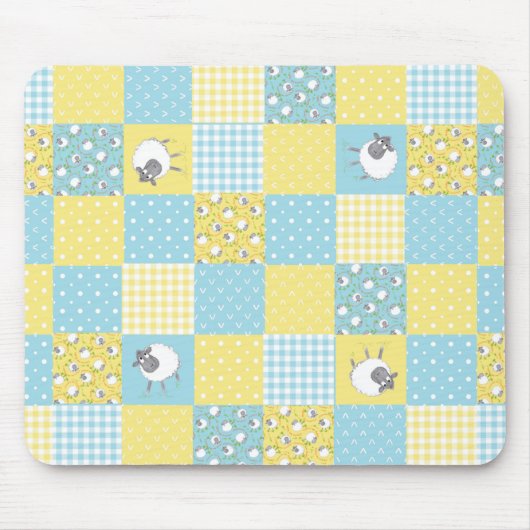 Leuke schapen: Country-stijl, Faux Patchwork Mouse Muismat (Voorkant)