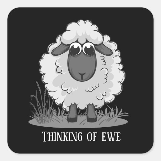 Leuke schapen denken dat je tekst toevoegt vierkante sticker (Voorkant)