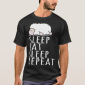Leuke schapenslaap eet herhaal gezegde nachtjurk t-shirt (Voorkant)