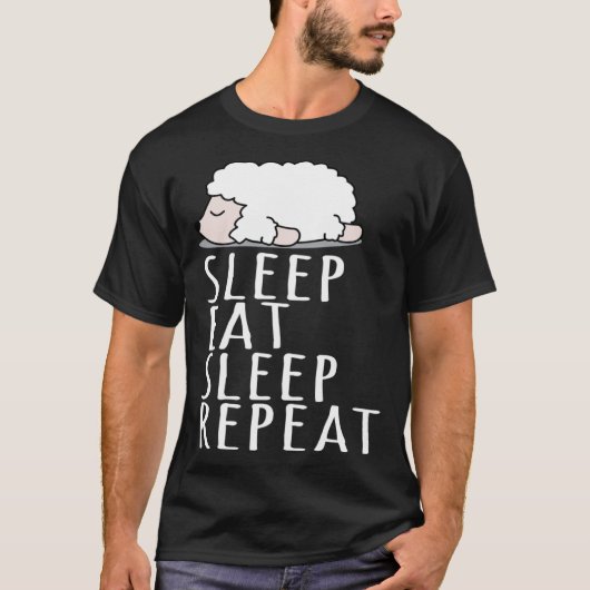 Leuke schapenslaap eet herhaal gezegde nachtjurk t-shirt (Voorkant)