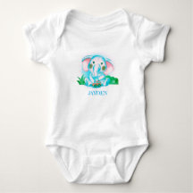 Leuke schattige blauwe waterverf olifant