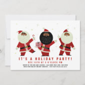 Leuke Schattige Dansende Zwarte Kerstman Feest Kaart (Voorkant)