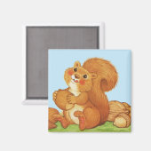 Leuke Schattige Eekhoorn Noten Magneet (Voorkant / Achterkant)