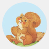 Leuke Schattige Eekhoorn Noten Ronde Sticker (Voorkant)