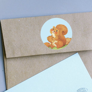 Leuke Schattige Eekhoorn Noten Ronde Sticker