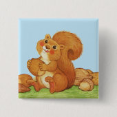 Leuke Schattige Eekhoorn Noten Vierkante Button 5,1 Cm (Voorkant)