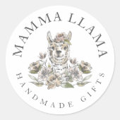 Leuke Schattige Llama Waterverf Schets Bloemen Ronde Sticker (Voorkant)