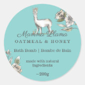 Leuke Schattige Llama Waterverf Schets Bloemen Ronde Sticker (Voorkant)