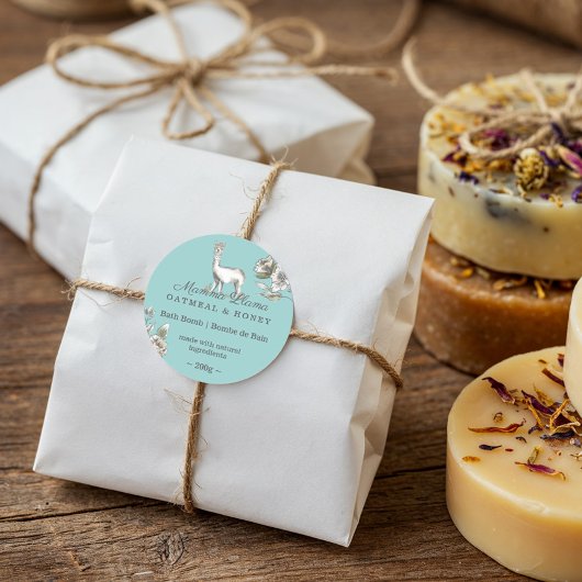 Leuke Schattige Llama Waterverf Schets Bloemen Ronde Sticker