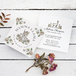 Leuke Schattige Llama Waterverf Schets Bloemen Vierkante Visitekaartje