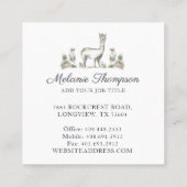 Leuke Schattige Llama Waterverf Schets Bloemen Vierkante Visitekaartje (Achterkant)