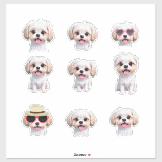 Leuke Schattige Maltese Puppy Stickers (Vel)