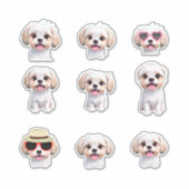 Leuke Schattige Maltese Puppy Stickers (Voorkant)