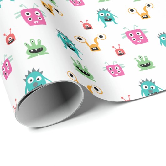 Leuke Schattige Monsters Kleurrijke Kinder Jongens Cadeaupapier (Rol Hoek)