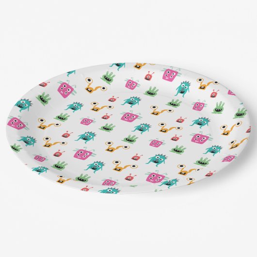 Leuke Schattige Monsters Kleurrijke Kinder Jongens Papieren Bordje (Gekanteld)