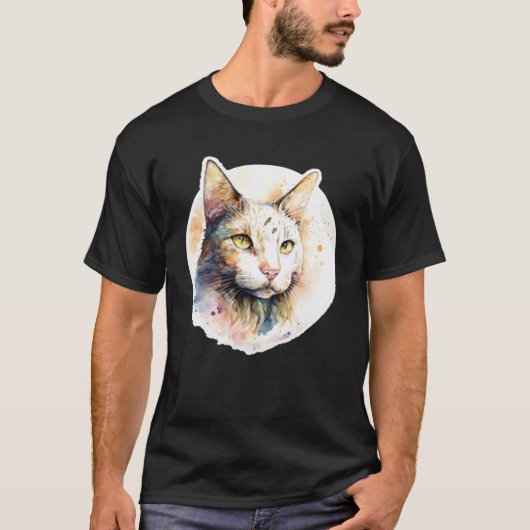Leuke schattige originele waterverf cat 4 t-shirt (Voorkant)