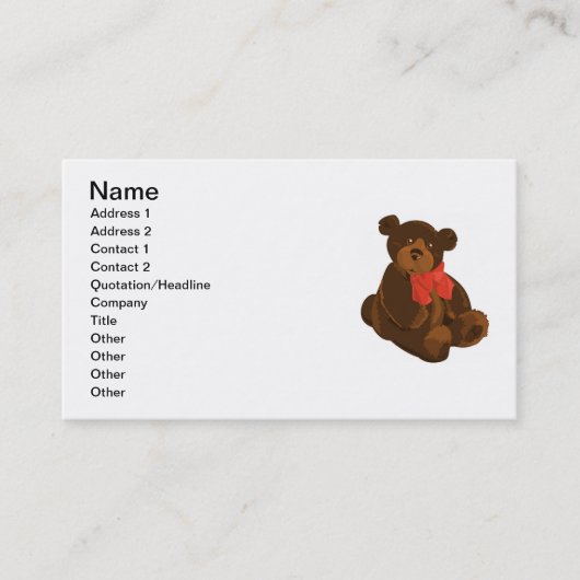 LEUKE SCHATTIGE TEDDYBEER VISITEKAARTJE (Voorkant)