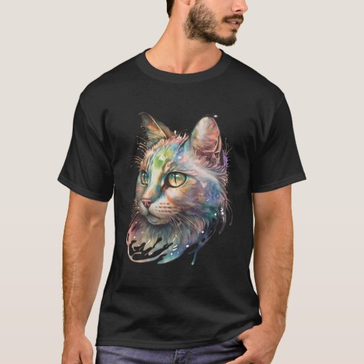 Leuke schattige unieke waterverf kat ontwerp Pullo T-shirt (Voorkant)