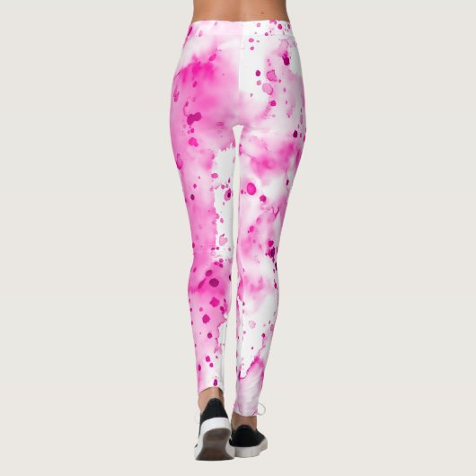 Leuke, Schattigee, Artsy Hot Pink Paint Splatter Leggings (Achterkant)