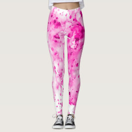 Leuke, Schattigee, Artsy Hot Pink Paint Splatter Leggings