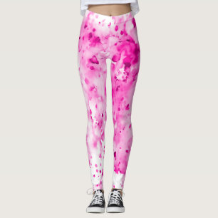 Leuke, Schattigee, Artsy Hot Pink Paint Splatter Leggings