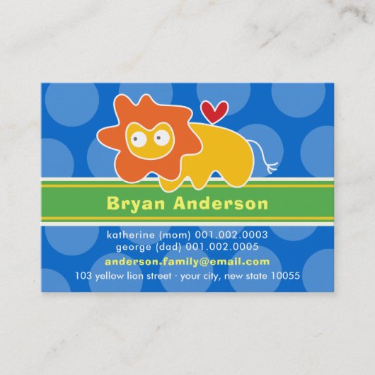 Leuke Schattigee Cartoon Leeuw Kleurrijke Kind pro Contactkaartje