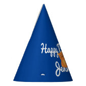 Leuke Schattigee Cartoon Sinaasappel kitten op bla Feesthoedjes (Links)