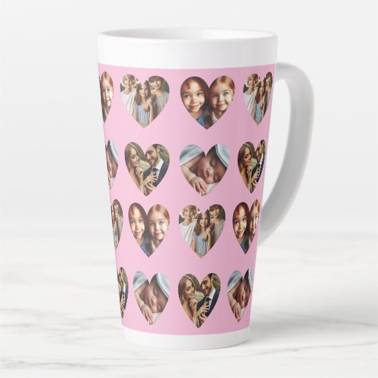 Leuke Schattigee Custom 4-Photo Heart Pattern, Pas Latte Mok (Rechterhoek)