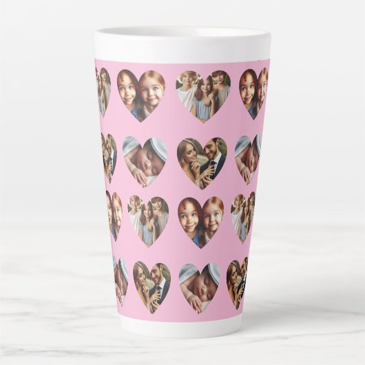 Leuke Schattigee Custom 4-Photo Heart Pattern, Pas Latte Mok (Voorkant)
