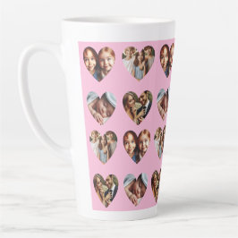 Leuke Schattigee Custom 4-Photo Heart Pattern, Pas Latte Mok