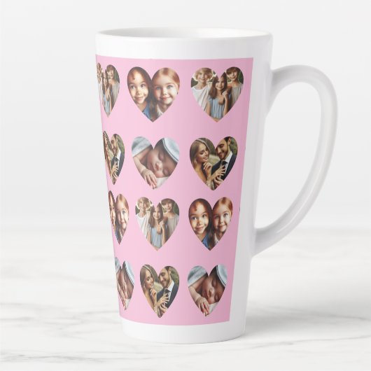 Leuke Schattigee Custom 4-Photo Heart Pattern, Pas Latte Mok (Rechts)