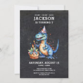 Leuke Schattigee Dinosaur Chalkboard Kids Verjaard Kaart (Voorkant)
