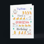 Leuke Schattigee Ducklings Kwakzalvers Verjaardag  Kaart<br><div class="desc">Een luchtige Kaart voor een broeder,  met rijen schattige eendjes met ballonnen,  die hun moeder volgen,  uit een handgeschilderde aquarelillustratie van Judy Adamson. U kunt ook de binnentekst wijzigen als u dat wilt.</div>