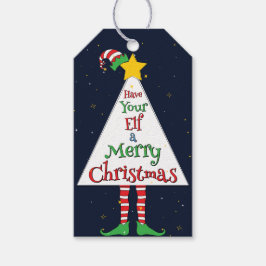 Leuke Schattigee feestelijke "Have Your Elf a Merr Cadeaulabel