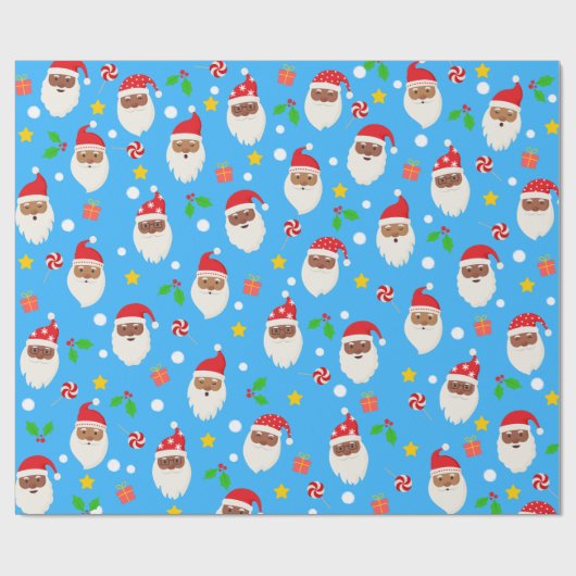 Leuke Schattigee feestelijke Kerstman Kerst Cadeaupapier (Vlak)