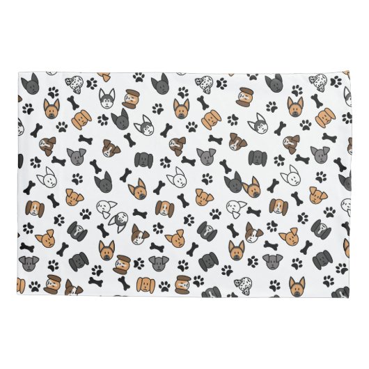 Leuke Schattigee Hondenrassen met Botten en Paw Pr Kussensloop (Achterkant)