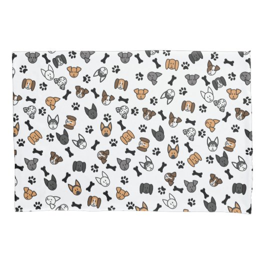 Leuke Schattigee Hondenrassen met Botten en Paw Pr Kussensloop (Voorkant)